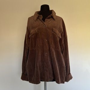 Forever 21 Brown Button-down top with Corduroy Look / Size XL